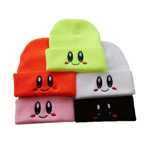 Casual Beanies Skullies KIRBYS Lovely Face Embroidery Knitted Hat