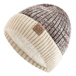 Unisex Two-Tone Warm Beanie Cap Casual Winter Knitted Hats