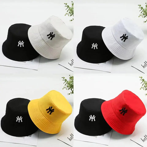 Unisex Letter Embroidery Two-sided Bucket Hats