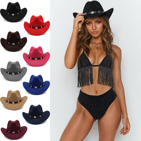 Cowboy Hats Wide Brim Panama Sunhats Fedora Caps Trilby Jazz