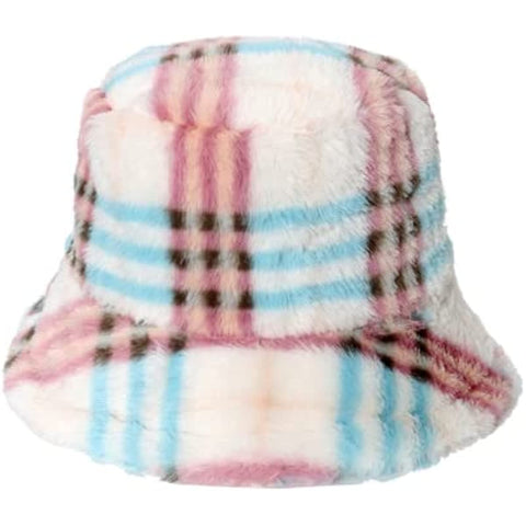 Warm Bucket Hat Plaid Fisherman Hat