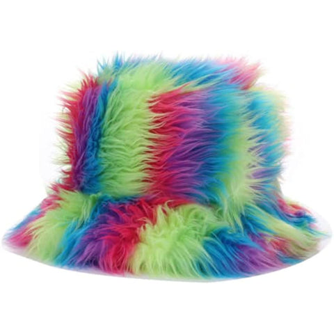Faux Fur Rainbow Fisherman Hat for Women