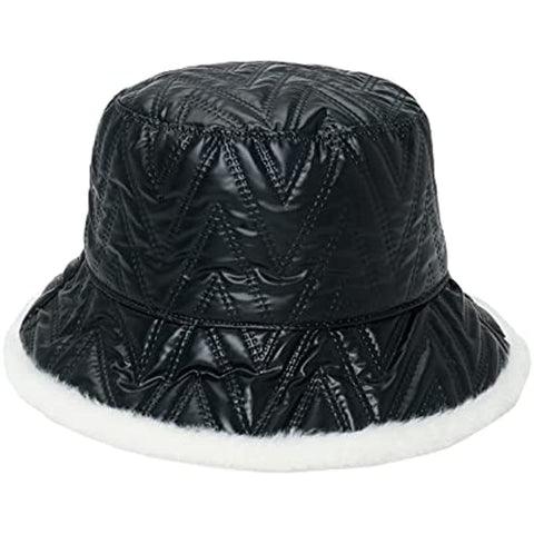 Winter Warm Bucket Hat Metal Leather Wave Plush Fisherman Hat