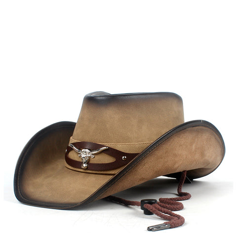 Leather Cowboy Hat Women Men Western Sombrero Hombre Hat