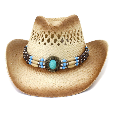 Handmade Weave Curling Brim Cowgirl Summer Hats Sombrero Cap
