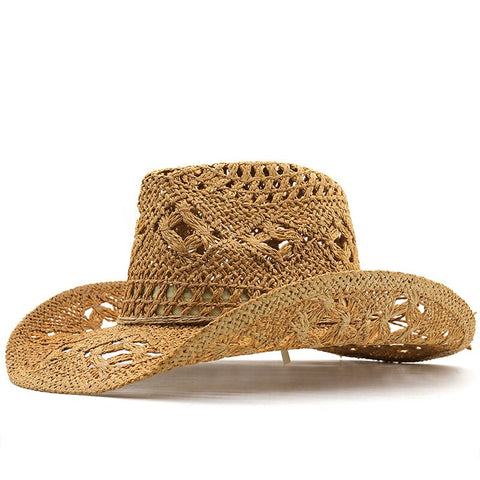 Straw Western Cowboy Hat for Women Men