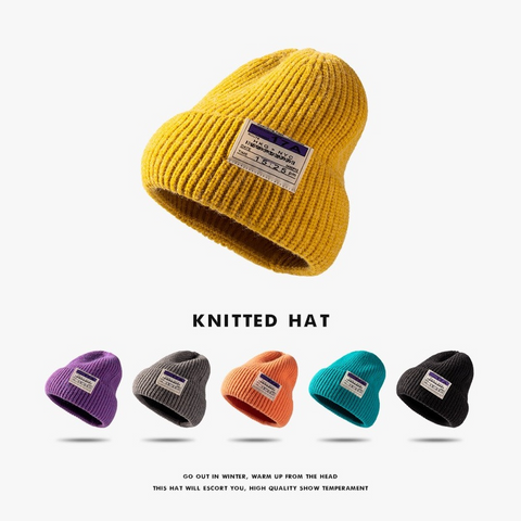 warm letter stitching men's woolen Knitted hat