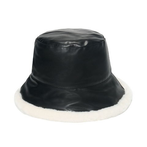 NEWBLOM Winter Leather Warm Fisherman Hat Bucket Hat