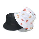 White Cute Mushroom Print Bucket Hat