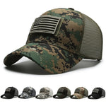 American Flag Camouflage Sticker Embroidered Baseball Cap