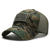 American Flag Camouflage Sticker Embroidered Baseball Cap