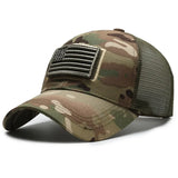 American Flag Camouflage Sticker Embroidered Baseball Cap