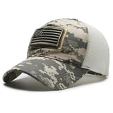 American Flag Camouflage Sticker Embroidered Baseball Cap