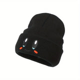 Big Eye Embroidery Elasticity Beanies Women's Cartoon Knitted Skull Caps