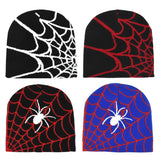 Gothic Spider Web Jacquard Beanie Y2K Unisex Skull for Women Men's Hip Knit Hat