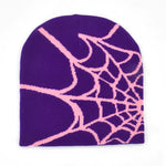 Gothic Spider Web Jacquard Beanie Y2K Unisex Skull for Women Men's Hip Knit Hat