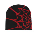 Gothic Spider Web Jacquard Beanie Y2K Unisex Skull for Women Men's Hip Knit Hat