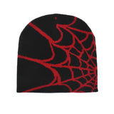 Gothic Spider Web Jacquard Beanie Y2K Unisex Skull for Women Men's Hip Knit Hat