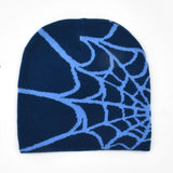 Gothic Spider Web Jacquard Beanie Y2K Unisex Skull for Women Men's Hip Knit Hat