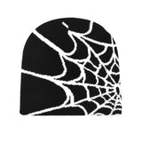 Gothic Spider Web Jacquard Beanie Y2K Unisex Skull for Women Men's Hip Knit Hat