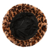 Leopard Print Fisherman Hat Plush Bucket Hat