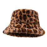 Leopard Print Fisherman Hat Plush Bucket Hat