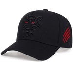 Cotton Black Tiger Embroidery Baseball Cap