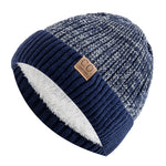 Unisex Two-Tone Warm Beanie Cap Casual Winter Knitted Hats