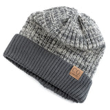 Unisex Two-Tone Warm Beanie Cap Casual Winter Knitted Hats