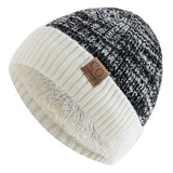 Unisex Two-Tone Warm Beanie Cap Casual Winter Knitted Hats