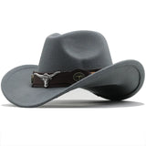 Wome Men Black Wool Chapeu Western Cowboy Hat