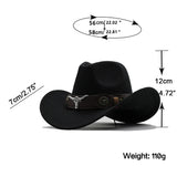 Wome Men Black Wool Chapeu Western Cowboy Hat