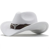 Wome Men Black Wool Chapeu Western Cowboy Hat