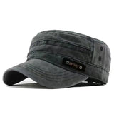 Washable Cotton Flat Top Sun Proof Military Cap