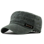 Washable Cotton Flat Top Sun Proof Military Cap