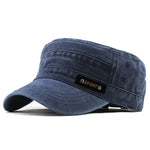 Washable Cotton Flat Top Sun Proof Military Cap