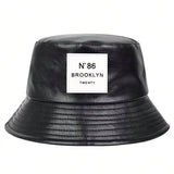 Unisex N86 Label Personality Pu Leather Bucket Hats