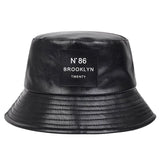 Unisex N86 Label Personality Pu Leather Bucket Hats