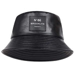 Unisex N86 Label Personality Pu Leather Bucket Hats