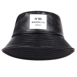 Unisex N86 Label Personality Pu Leather Bucket Hats