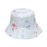 White Cute Mushroom Print Bucket Hat