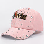 Female Colorful Paris Alphabet Embroiderided  Baseball Cap