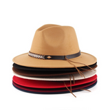 NEWBLOM Autumn and winter flat brim jazz top trilby Cowboy hat