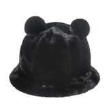 NEWBLOM Bear Plush Hat Autumn Winter Fisherman Hat Lovely Soft Warm Plush Basin Cap