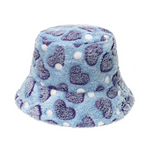 NEWBLOM Love Hearts Print Warm Bucket Hat Casual Cute Fisherman Hat