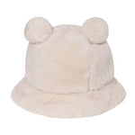 NEWBLOM Bear Plush Hat Autumn Winter Fisherman Hat Lovely Soft Warm Plush Basin Cap