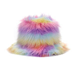 Faux Fur Rainbow Fisherman Hat for Women