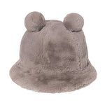 NEWBLOM Bear Plush Hat Autumn Winter Fisherman Hat Lovely Soft Warm Plush Basin Cap