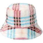 Warm Bucket Hat Plaid Fisherman Hat