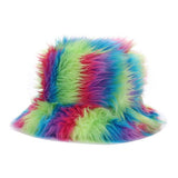 Faux Fur Rainbow Fisherman Hat for Women